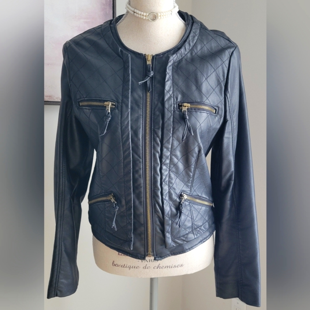 American Eagle Outfitters Faux Leather Jacket Fitted